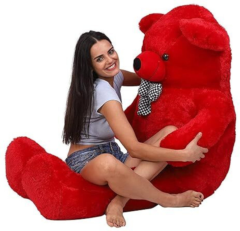 RSY Toys Neck Bow Soft Stuffed Spongy Teddy Bear for Kids (Red_3 Feet) - 90 cm(Red)
