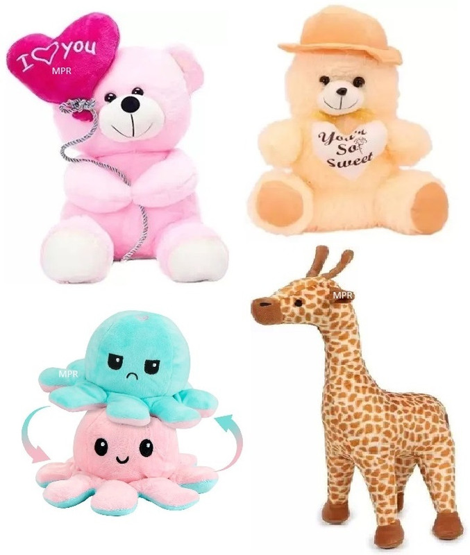 MPR ENTERPRISES Playing Octopus,Ballon,Giraffe,Motu Patlu & Pink Red Kids boys, girls teddy bear - 30 cm(Multicolor)