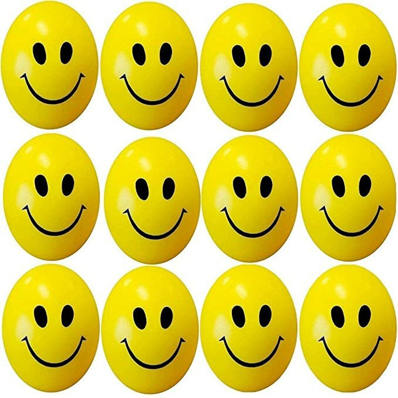 Synlark Soft Stress Reliever cute Smiley Ball Anti Stress & Hand Exercise Pack of 12  - 7 cm(Yellow)