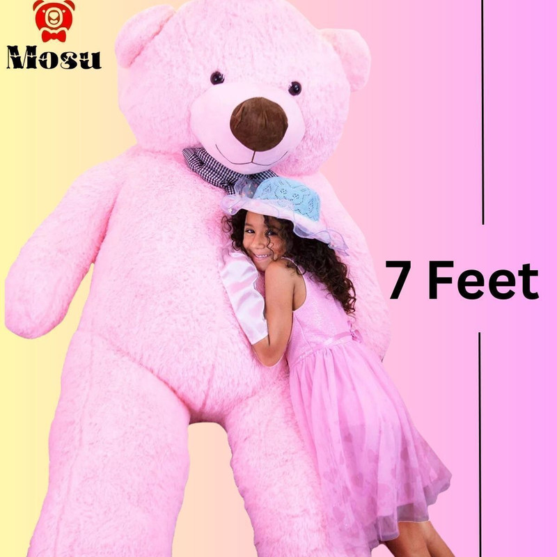 MOSU CUTE GIANT HUGGABLE LONG TEDDY BEAR 7 FEET - 210 cm(Pink)