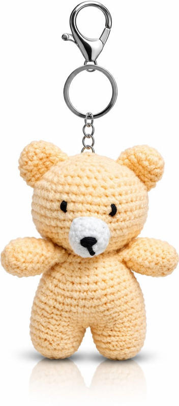 MynaMo Handmade Crochet Teddy Bear Keychain - 10 cm(butter)