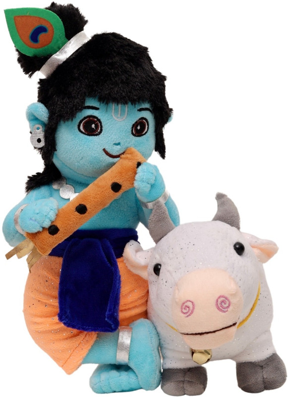 Panda's Box Lord Krishna & Cow (Non-musical) Plush Soft Toy - 32 cm(Multicolor)