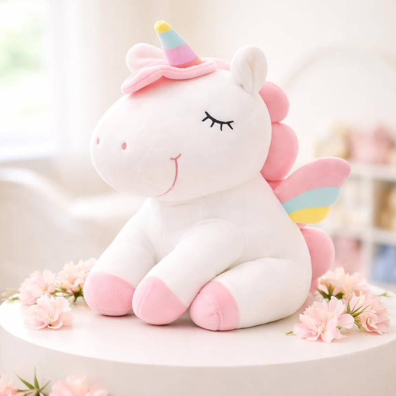 BEST4U TOYS Flying Unicorn Soft Toy 25 cm Cute Plush Teddy Stuffed Animal for Kids - 9.8 inch(White)