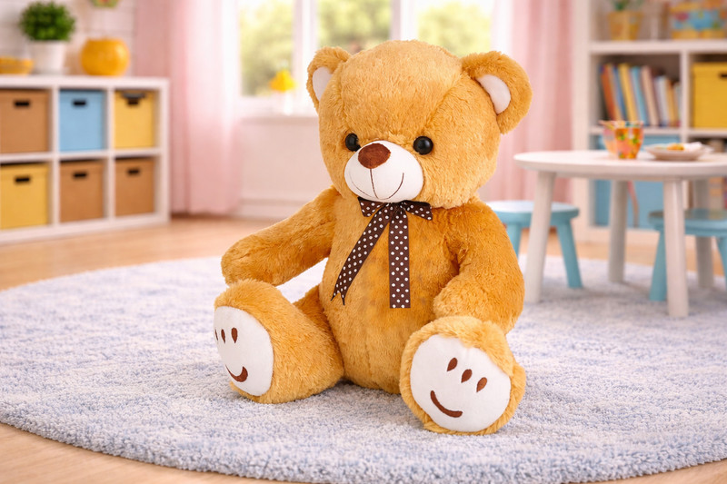 Zexsazone Soft push fabric smiley teddy bear - 32 cm(Cream)