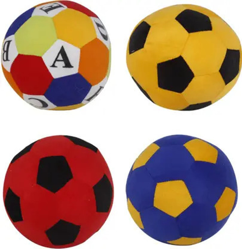 Toyingly Multicolor Soft Toy Balls for Kids Set of 4 Stuffed Indoor Play Balls  - 20 cm(Multicolor)
