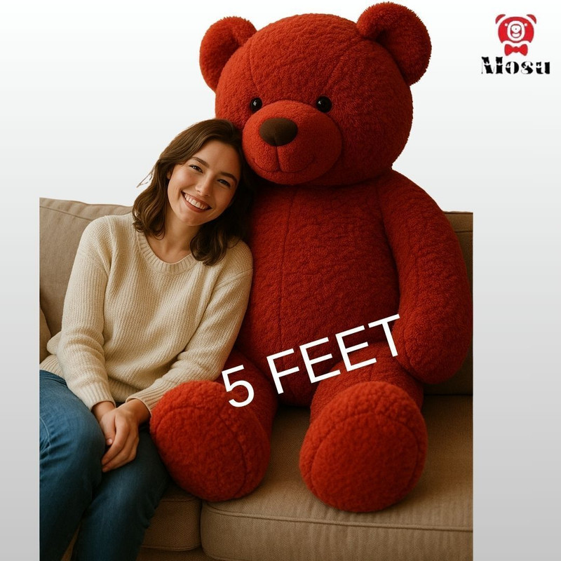 MOSU Adorable 5 Feet Teddy Bear – Perfect Wedding/Engagement Gift - 152 cm(Red)