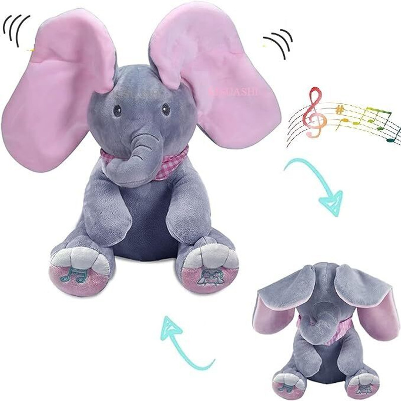 NIVKEZ Plush Stuffed The Elephant-Musical Peek-a-Boo Elephant Toy -Ideal Gift for kids - 30 mm(Multicolor)