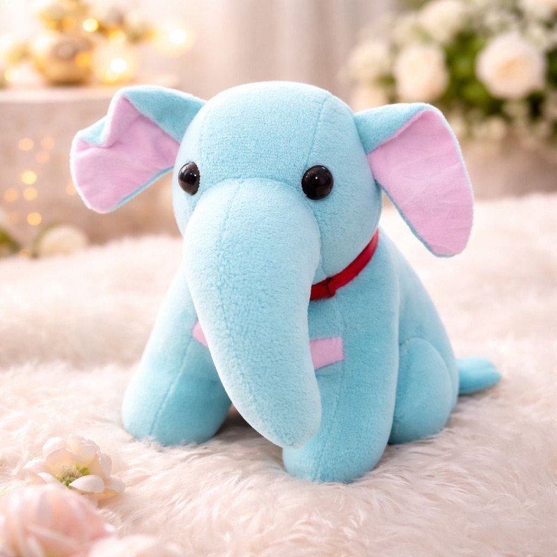 SOFTVIBE Soft Plush Elephant Toy for Kids – Cute Stuffed Animal, Ultra-Soft Hugging Toy - 20 cm(Perfect for Babies & Toddlers)