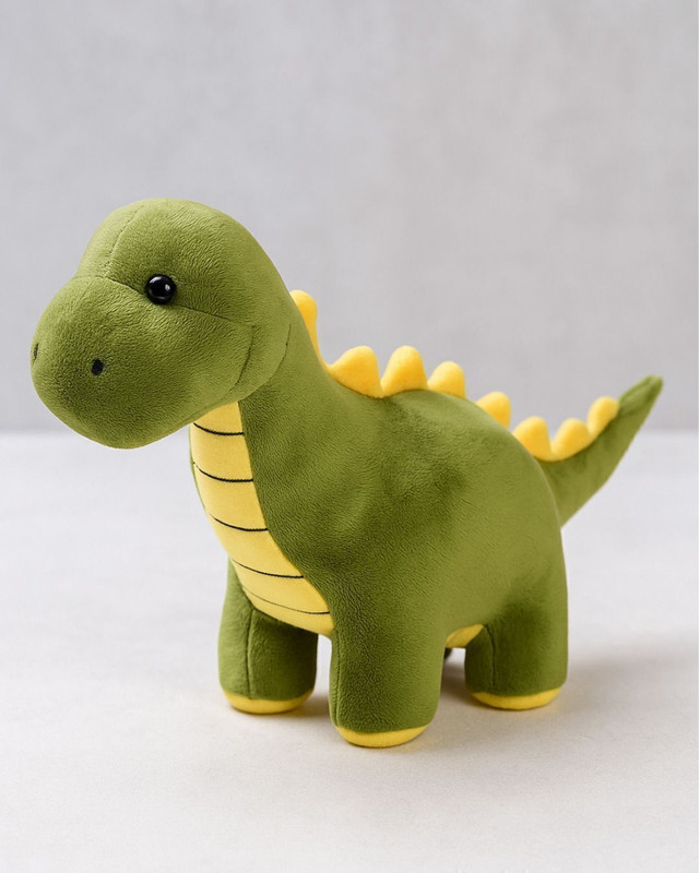 Panda's cave Dinosaur Toy Green and Yellow, Soft Stuffed for Gifting kids  - 22 cm(Green)