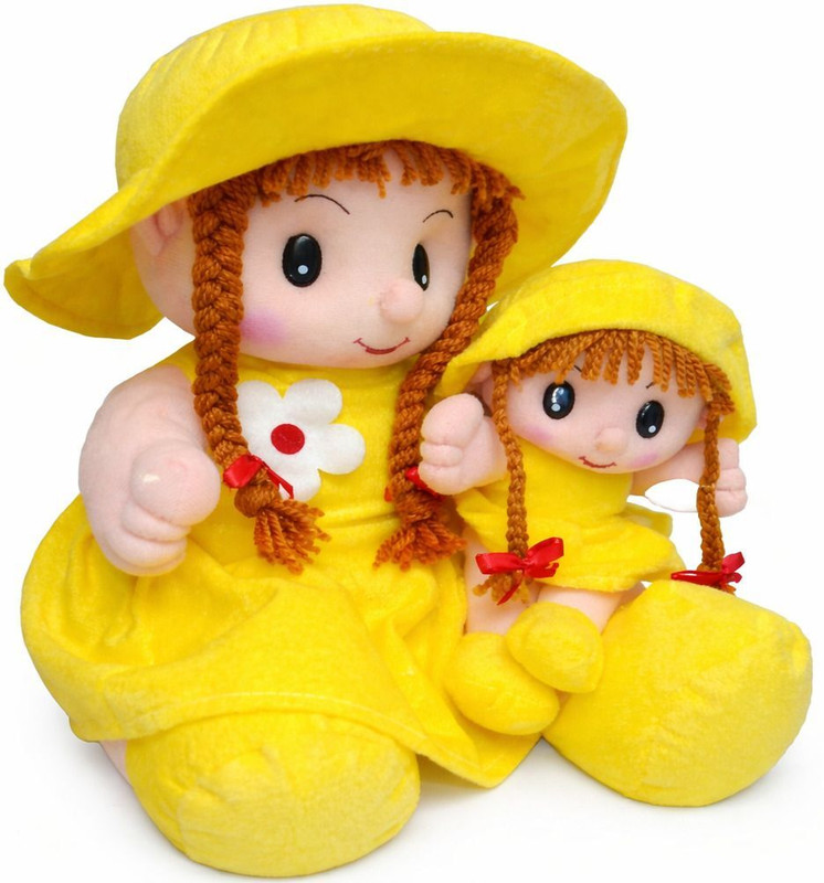 HELLOBEAR Mother Daughter Doll for 2+ Years Kids Fine Stitching Plushies_A - 29 cm(Red)