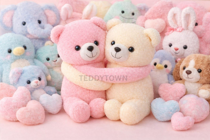 TEDDY TOWN HugMe Teddy Couple – Love Edition (23 cm)  - 23 cm(pink+butter)
