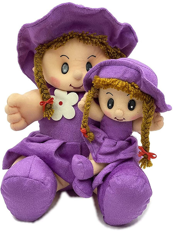 4AJ BAZAAR Soft Mother Daughter Doll with Non-Toxic Fabric  - 15 inch(Purple)