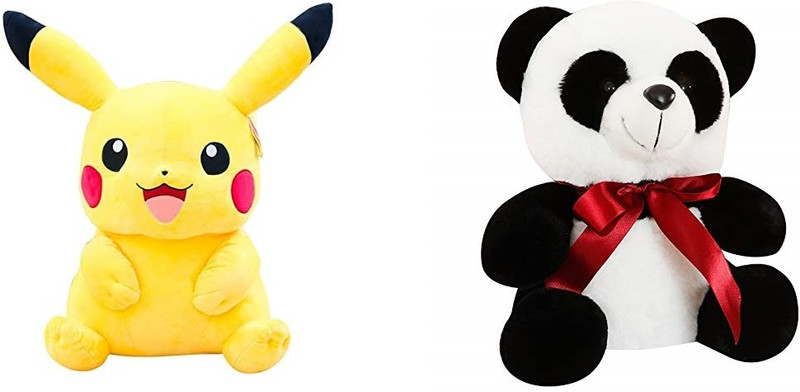 sai ji Panda Teddy Bear with Pikachu Stuffed Toy for Kids (30CM)  - 30 cm(Multicolor)