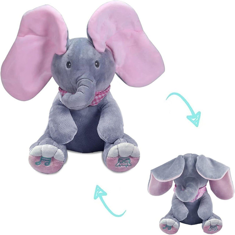 Bitline Musical Baby Elephant Toy for Kids Age 2+ Year Plushie Singing Moving Ears - 30 cm(Multicolor)