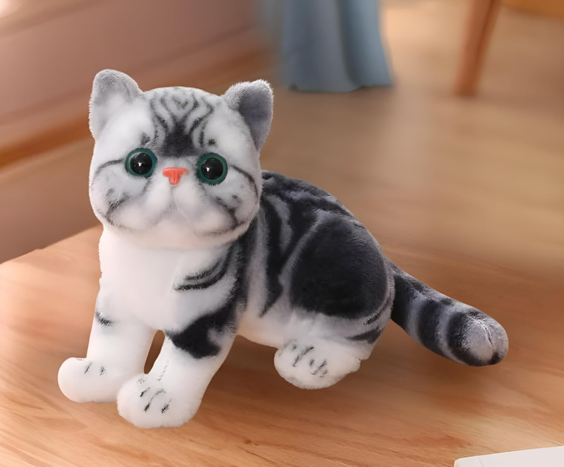 Tickles Cat Stuffed Animal Soft Toy for Kids Boys & Girls - 20 cm(Grey)