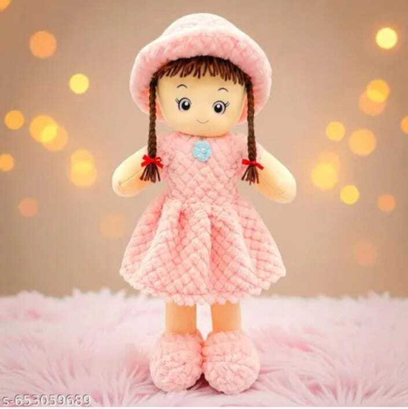 Toyovia Pineapple Dress Soft Doll Plush Stuffed Gudiya with Hat & Braids Gift for Girls - 40 cm(Cream)