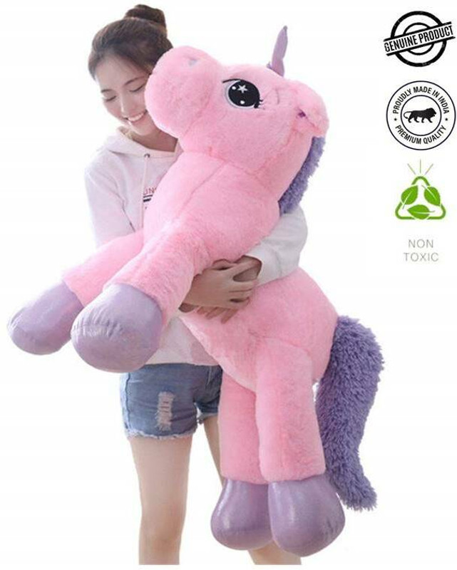 DOGEE Big Size Funny Unicorn Stuffed Animal Plush Toy  - 90 cm(Pink, Purple)