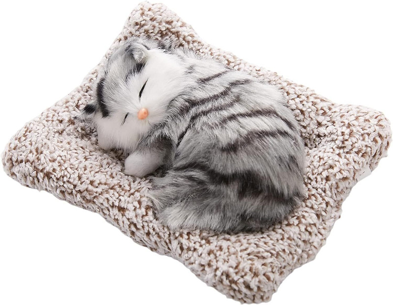Littlin Real Looking Sleeping Cat Soft Toy with Sound - 10 cm(Multicolor)