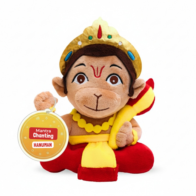 Panda's Box Mantra Chanting Baby Hanuman (Small) | Musical Soft Plush Toy - 20 cm(Multicolor)