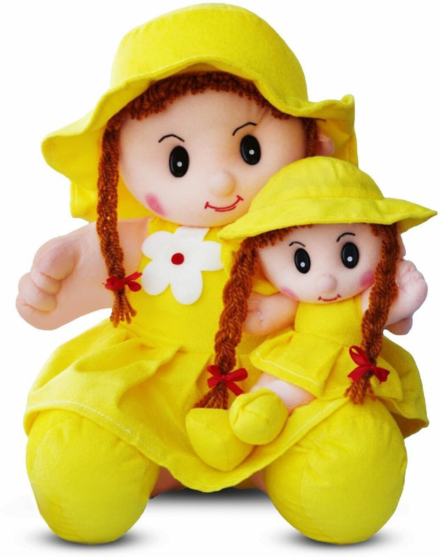 HELLOBEAR Mother Daughter Doll for 2+ Years Kids Fine Stitching Plushies - 30 cm(Red)