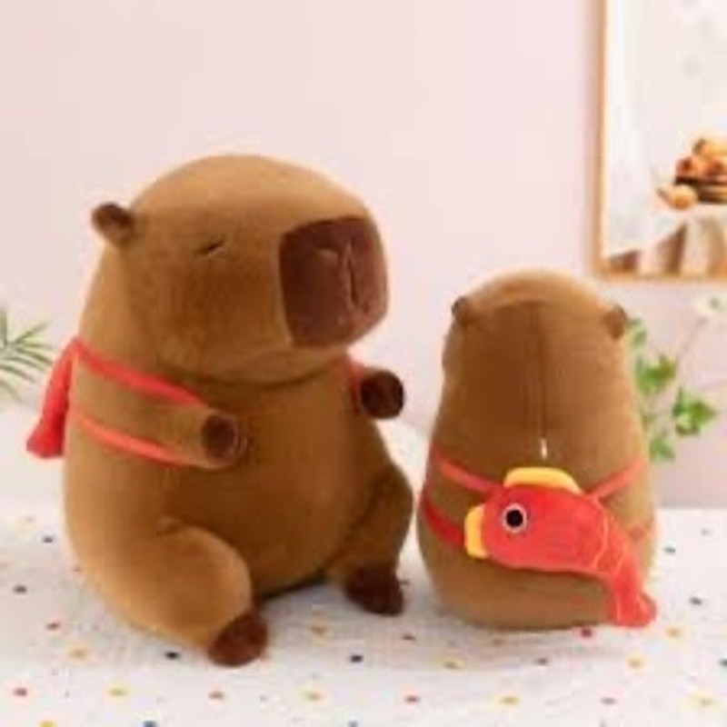 Y U COLLECTION Cute Capybara with Fish Bag 25cm  - 25 cm(Brown)