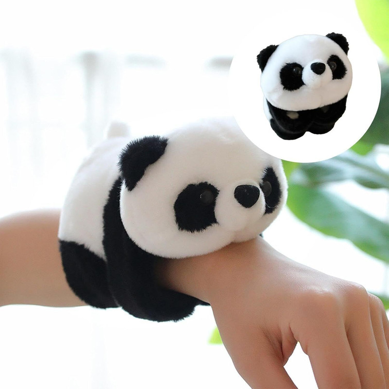 SIZZY Panda Prime Soft Plush Bracelet Toy F | Animal Bracelet Plush Doll Realistic E  - 8 cm(Black & White)