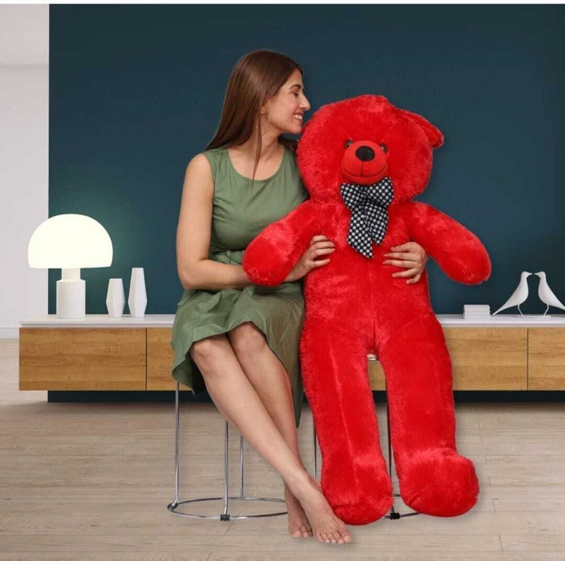 Merry N Jolly Stuffed Teddy Bear Premium Non-Toxic Material Ideal Gift for Loved Ones & Kids - 36 inch(RED COLOUR 3FEET-90CM.)