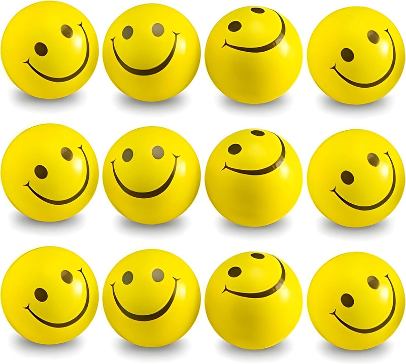 GREST Smiley Face Sponge Funny Yellow Ball for Kids & Adults, Stress Relief Toy  - 12 cm(Yellow)
