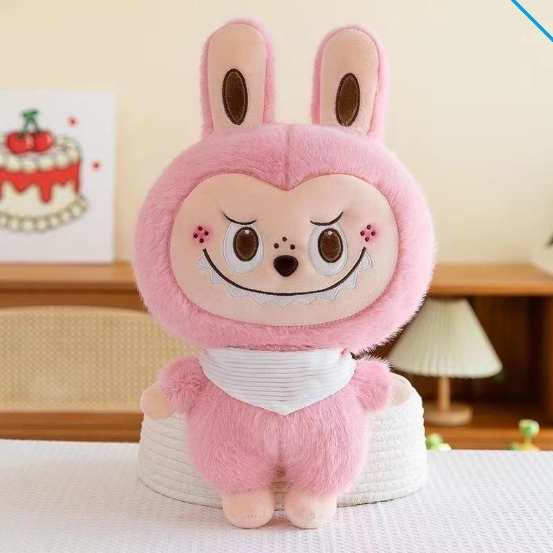 Lovehug Pink Labubu Doll with Scarf Anime Plush Soft Cute Stuffed Figure Plush Toy Doll - 30 cm(Pink)