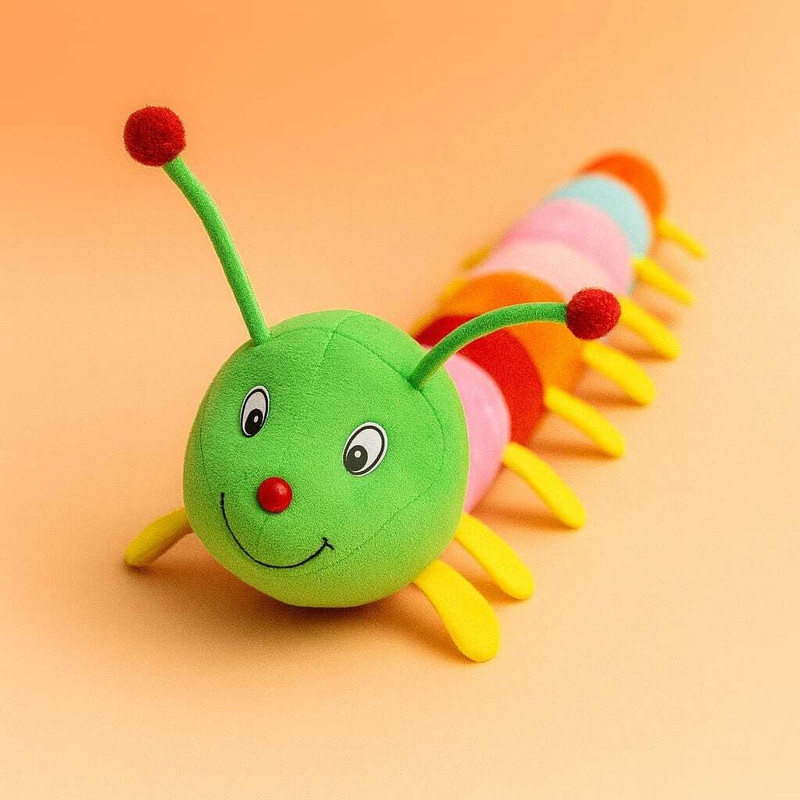 SOFTVIBE Multicolor Caterpillar Soft Toy for Kids – Long Plush Hugging Pillow, Baby-Safe - 77 cm(Multicolor)