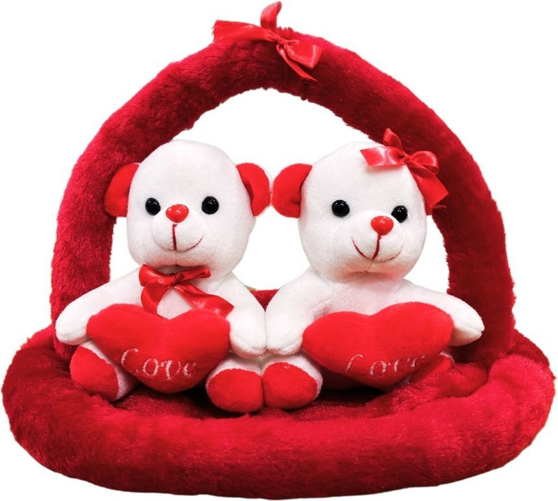 stuff tree Valentine Day Teddy Bear Couple set Red and White Surprise Gift - 30 cm(Red, White)