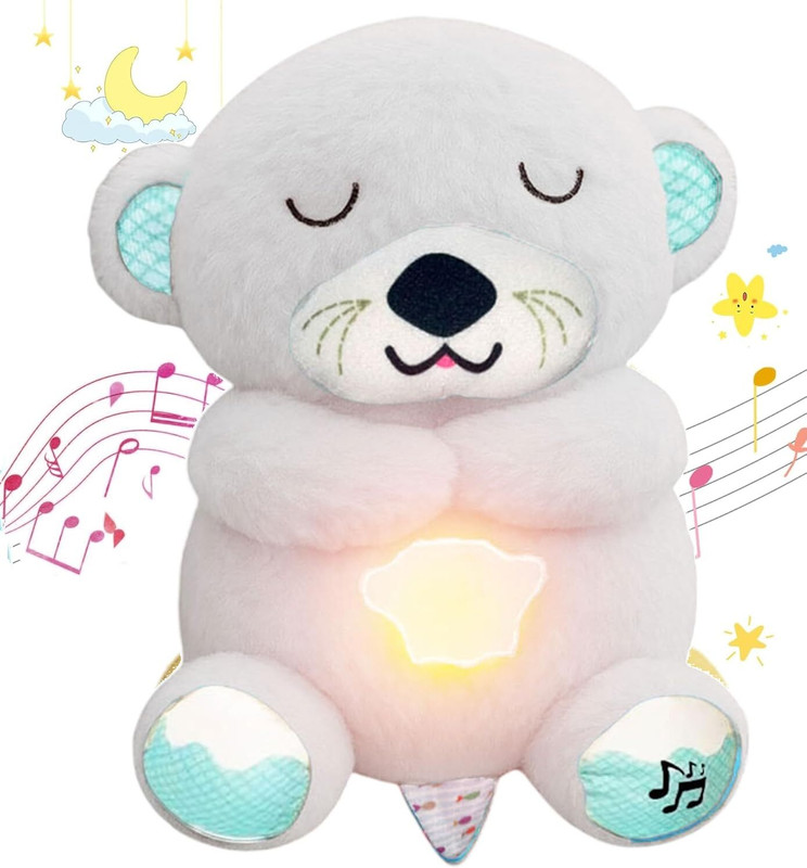 Super Toy Breathing Teddy Bear Plush Toy Soft Huggable Gift for Kids and Adults - 25 cm(White)