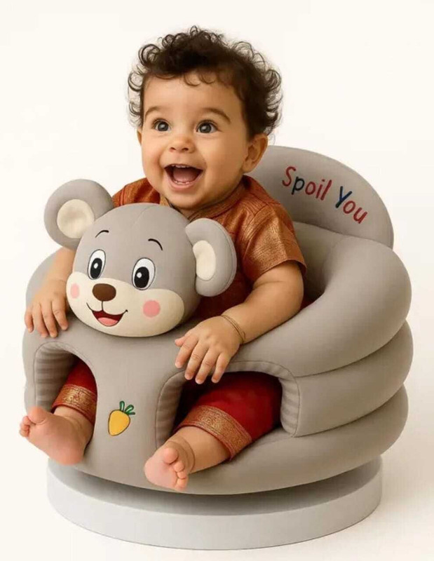 JASIL Soft Plush Cushion Baby Sofa & Rocking Chair for KidsROUND-GREY-BILLI-XQ-02  - 35 cm(Grey)