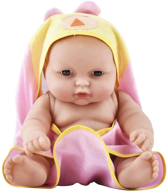 RPC99 Natural Looking Baby Toy Wearing a Towel with Movable Hands and Legs - 22 cm(Multicolor)