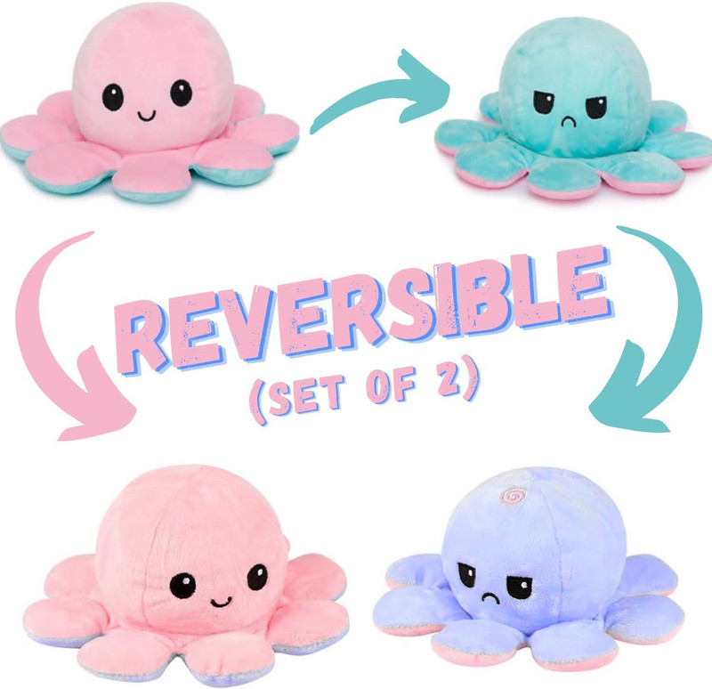HELLOBEAR New-Reversible Mini Octopus Cute Baby Soft Toy Pack of 2  - 6 inch(Purple)