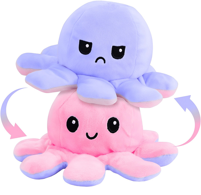 Funtoos Octopus Reversible Soft Toys | Cute Sensory Fidget Stuffed Animal Toy  - 20 cm(Multicolor)