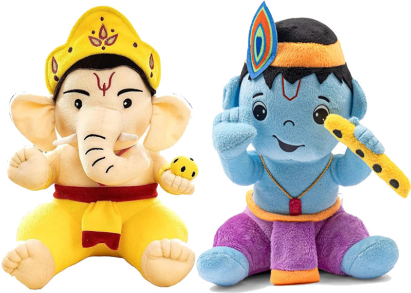 HELLOBEAR Cute Ganesh / Krishna Ji Soft Toy Baby Toys For Gift - 28 cm(Multicolor)