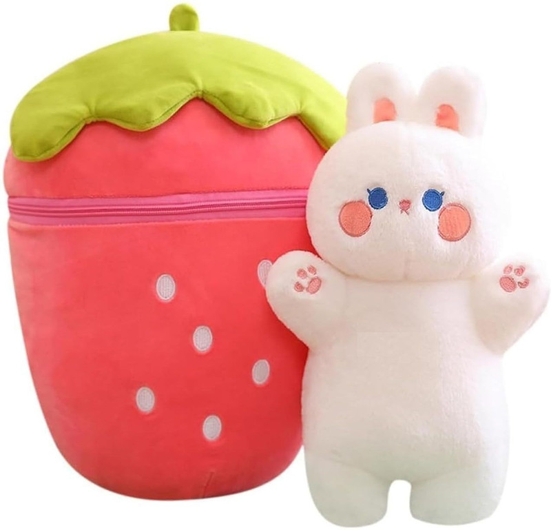 HELLOBEAR New-Cute Hidden Fruit Rabit Strawberry Stuffed Animal Soft Toy  - 30 cm(Multicolor)