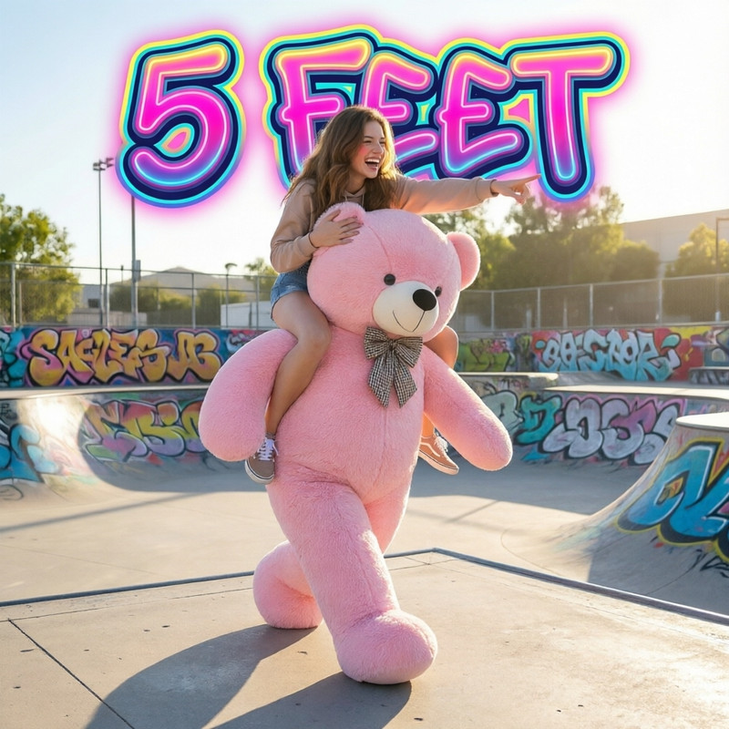 Satyam soft toys 5 Feet Pink Teddy Bear Soft Plush Washable Zipper Back Kids Toy - 152 cm(Pink)
