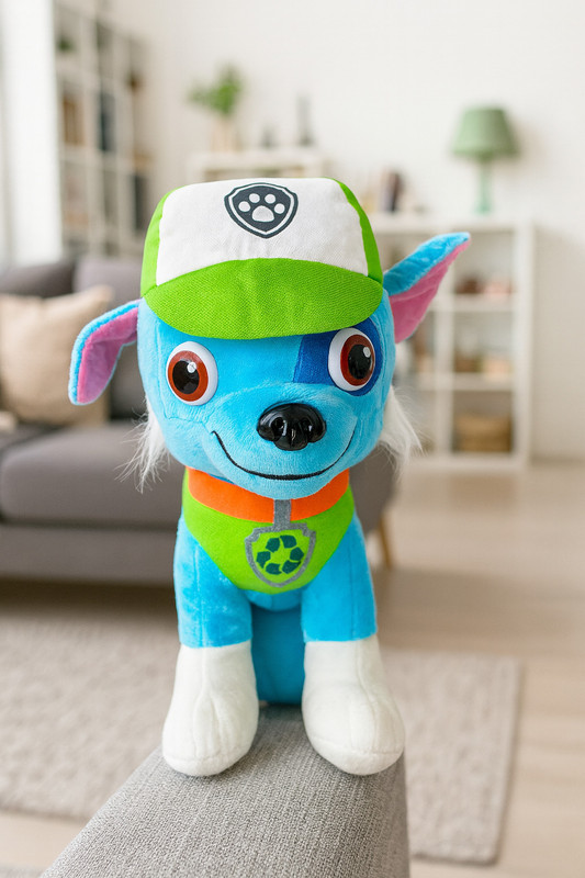 Prime Nest Store Paw Patrol Rocky Mighty Pup Soft Toy  - 28 cm(Green, Blue)