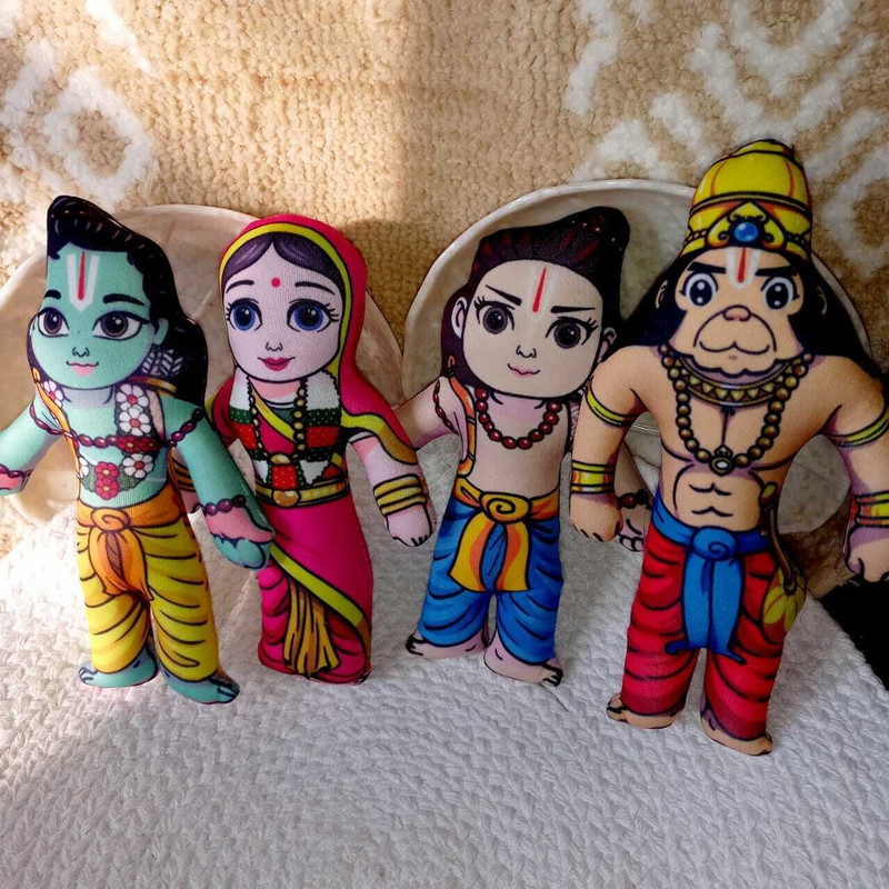 UAS ACHYUTA EXPERT TRADING CO Premium Quality Special Ram Darbar Toy Combo Low Budget for Kids Pack of 4 - 8 inch(Yellow, Pink, Blue, Red)