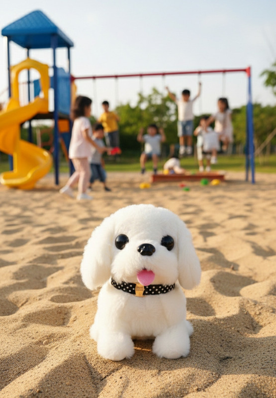 Bitline Walking Dog Toy with Sounds Walking Dog Wiggling Tails Twitching Mouth and Nose  - 7 cm(White)