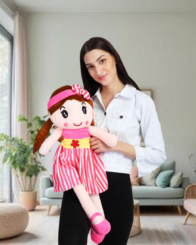 Besties Super Soft 40cm Stuffed Girl Cute Doll - Polyfill Washable Cuddly Soft Plush Toy - Helps to Learn Role Play - 100% Safe for Kids  - 40 cm(Pink)
