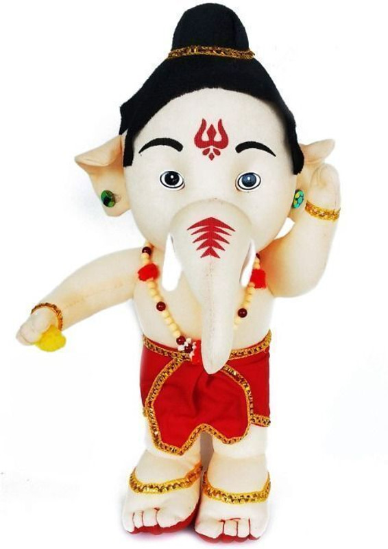 Madhvyaa Ganesha Soft Toy | Kids Soft Toy | Bal Ganesh Soft Toy / Stuffed Toys  - 30 cm(Cream)
