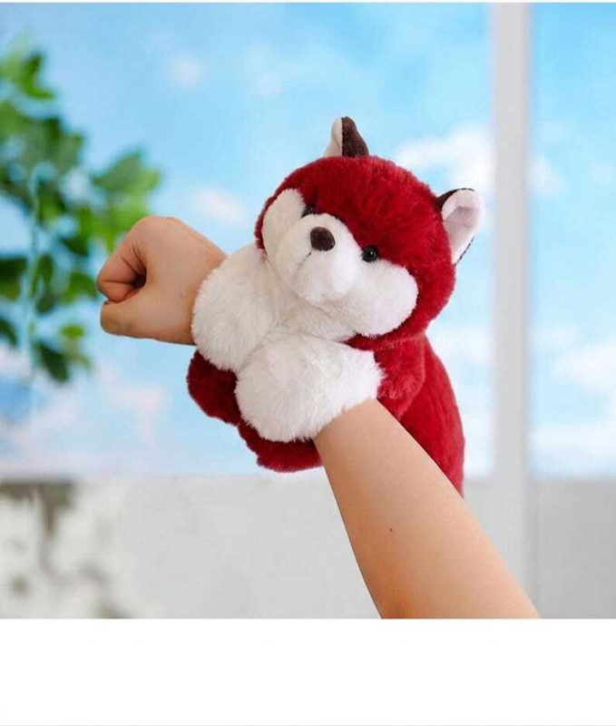 happykiddy Stuffed Animal Slap Bracelet | Cute Plush Toy Wristband  - 25 cm(Red)