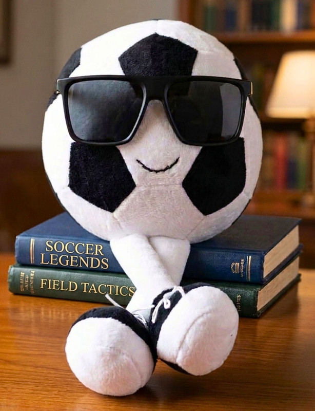 Tickles Cute Smiling Legs Football with Sunglasses Soft Sports Toy  - 30 cm(Black & White)