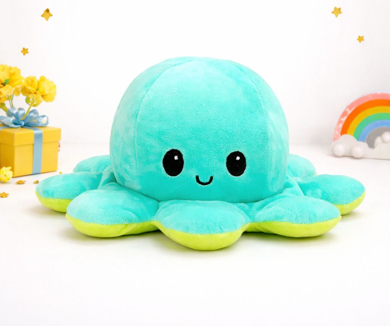 Dunky Soft Toy Octopus with our Double-Sided Flip Mood Sweetest Gift  - 19 cm(Multicolor)