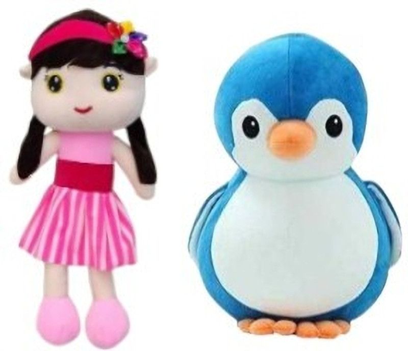 Toyhaven PINK-DOLL, BLU-PENGUIN  - 25 cm(Multicolor)