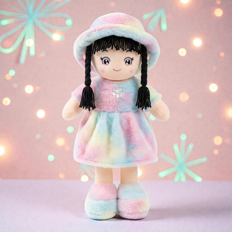 Toyovia Adorable Princess Soft Rainbow Plush Rag Doll Toy for Girls and Gifting - 40 cm(Multicolor)