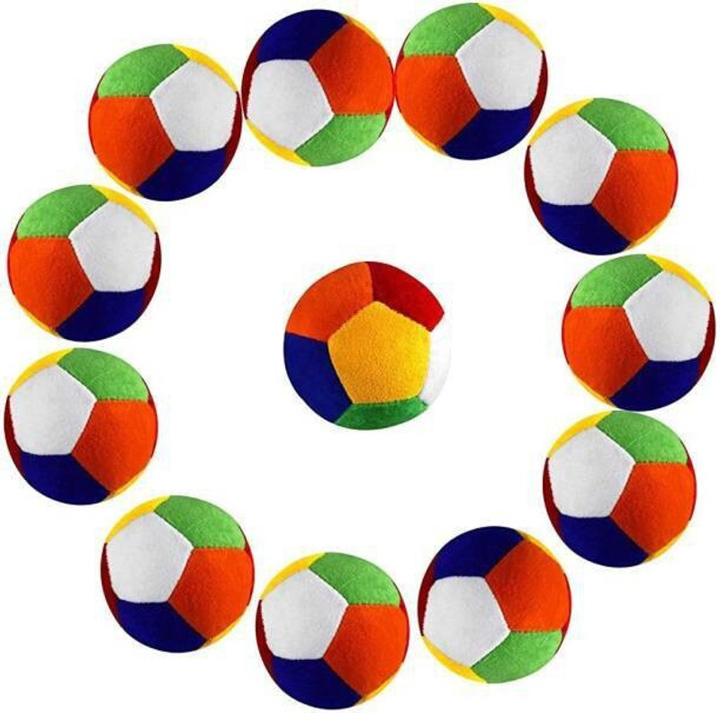KPN Ball Set for Kids/1yr-5yr Old Baby/Boys/Girls - Multicolor Soft Small Size Balls - Soft Plushed Baby Ball (10 cm - Set of 12) - 10 cm (Multicolor)  - 10 cm(Multicolor)